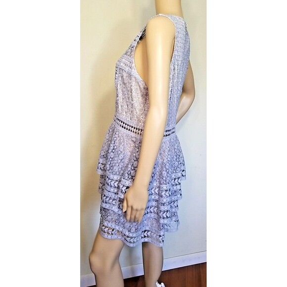Express Little Blue Dress Lace Sleeveless Womens Layered Size 12 - Picture 6 of 10